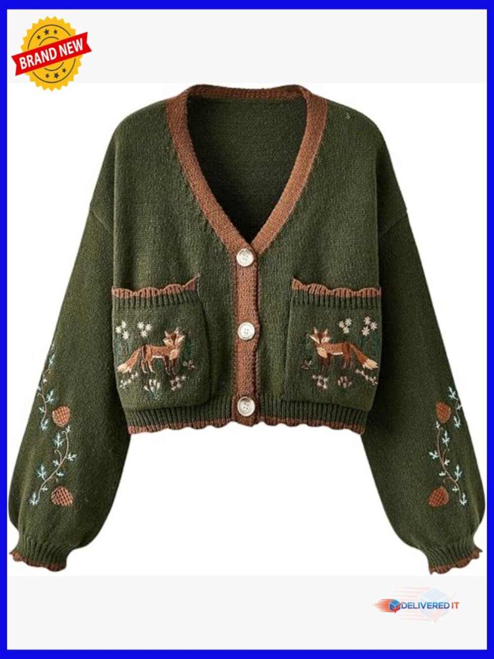 Floral Cropped Cardigan Embroidered Open Front Boho Western Fall Outwear - Picture 1 of 7